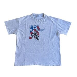 Vintage Rockmount Ranch Wear Shirt Mens XL Gray Western Cowboy Rodeo Flag 90s